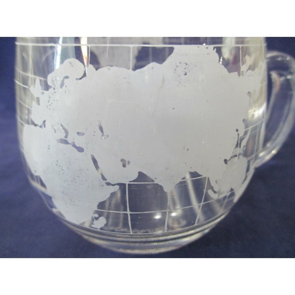 Vintage 1970's Nescafe Nestle Taste the World Etched Globe Mugs A Set of Two GUC - Picture 8 of 12